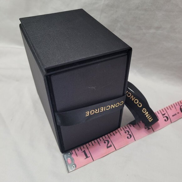 Ring Concierge Bracelet Box Black Empty Magnetic Attached Ribbon Pillow Logo - Picture 13 of 14